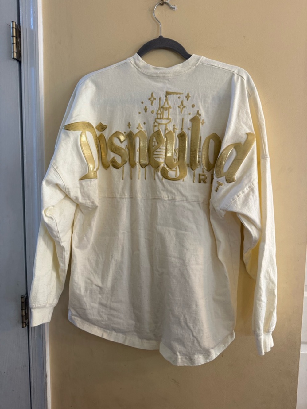 Disneyland Resort Ivory Gold Castle Spirit Jersey w/puffed metallic gold letters